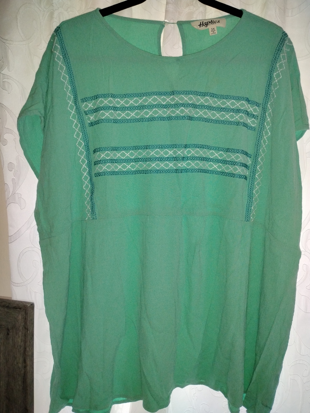 Haptics Seafoam Green Embroidered Boho Blouse